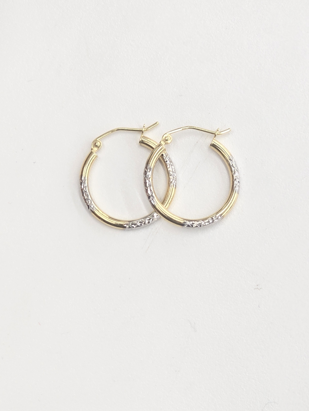 14kt Real Gold Two Tone Hoop Earring